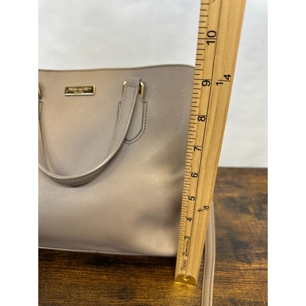 Kate Spade NY Laurel Way Evangelie Taupe Saffiano Leather Satchel Crossbody Bag - Picture 6 of 16